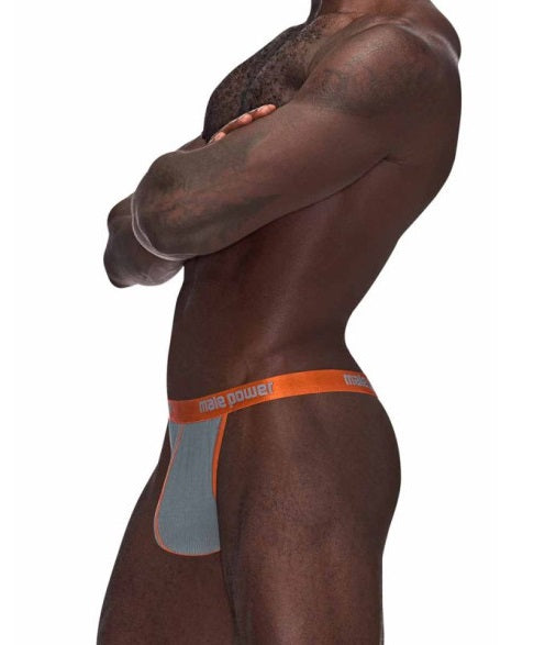 Male Power Casanova Uplift Micro Thong Grey/Orange Size S/M or M/L or L/XL