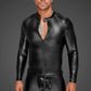 Noir Power Wetlook Mens Jacket w Pleated PVC Epaulets Size S, M, L or XL