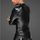 Noir Power Wetlook Mens Jacket w Pleated PVC Epaulets Size S, M, L or XL