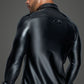 Noir Power Wetlook PVC Long Sleeved Shirt w Button Placket Size S, M, L or XL