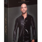 Noir Power Wetlook PVC Long Sleeved Shirt w Button Placket Size S, M, L or XL