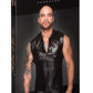 Noir Power Wetlook Sleeveless Hooded Shirt w 2 Way Zipper Size S, M, L or XL