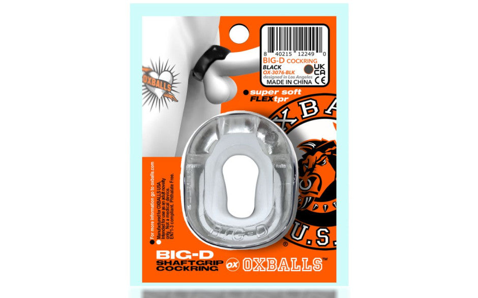 OxBalls Big D Shaft Grip Cock Ring Clear