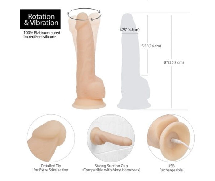 Naked Addiction | Rotating 8" Vibrating Dildo w Remote Vanilla