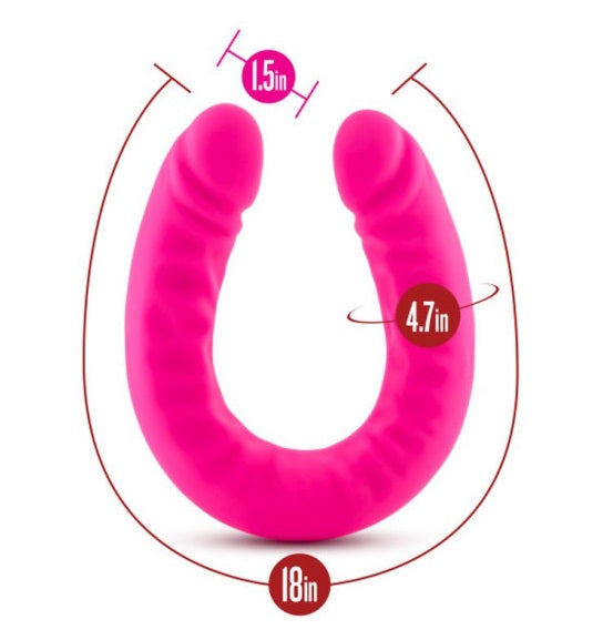 Ruse Silicone Slim 18" Double Dong Hot Pink