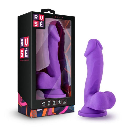 Ruse Juicy 7" Dildo with Balls with Suction Cup Purple