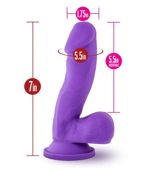 Ruse Juicy 7" Dildo with Balls with Suction Cup Purple