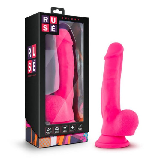 Ruse Shimmy Hot Pink Dong Dildo 8.75" with Suction Cup