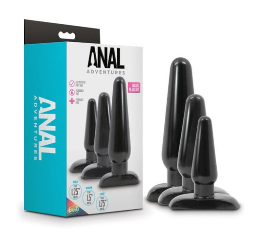 Blush Novelties | Anal Adventures 3 Pc Basic Plug Kit Black