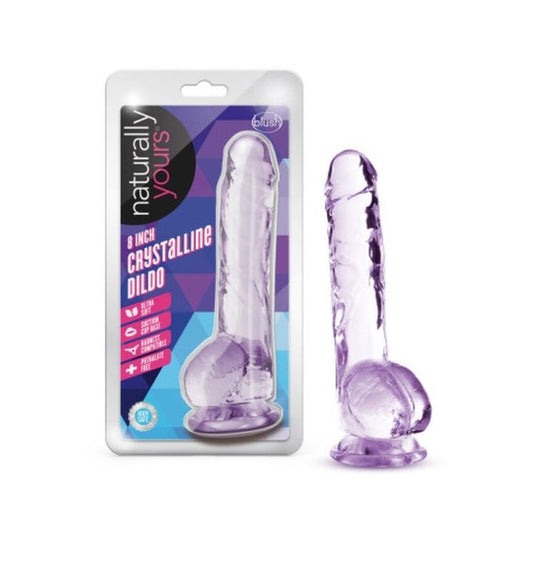 Naturally Yours 8" Crystaline Dildo Amethyst