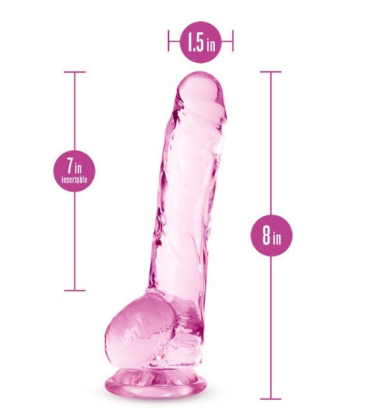 Naturally Yours 8" Crystaline Dildo Rose