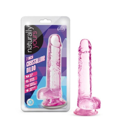 Naturally Yours 7" Crystaline Dildo Rose