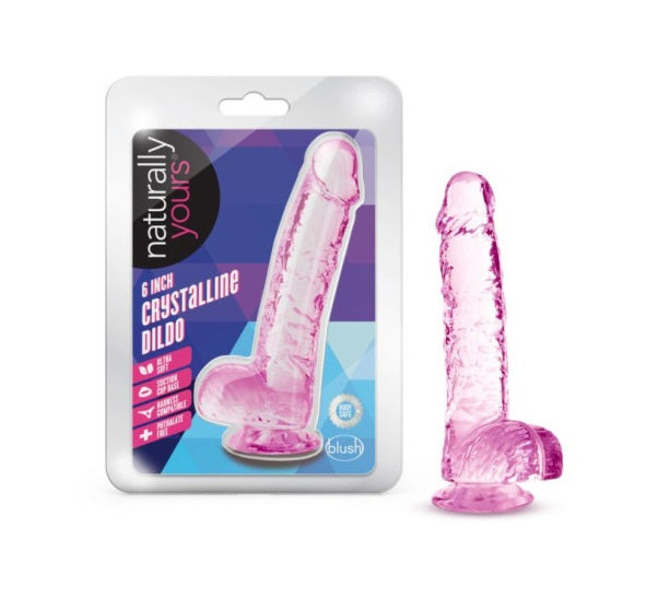 Naturally Yours 6" Crystaline Dildo Rose