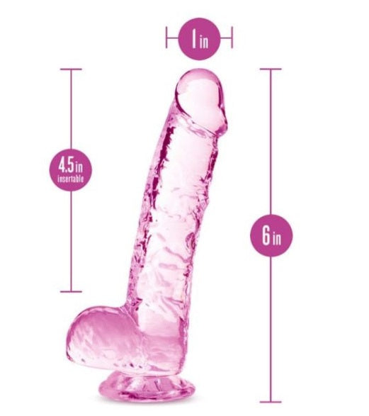 Naturally Yours 6" Crystaline Dildo Rose