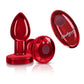 Cheeky Charms Red Rechargeable Vibrating Metal Butt Plug w Remote Small