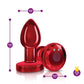 Cheeky Charms Red Rechargeable Vibrating Metal Butt Plug w Remote Small