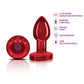 Cheeky Charms Red Rechargeable Vibrating Metal Butt Plug w Remote Small