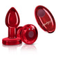 Cheeky Charms Red Rechargeable Vibrating Metal Butt Plug w Remote Small