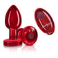 Cheeky Charms Red Rechargeable Vibrating Metal Butt Plug w Remote Medium