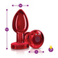 Cheeky Charms Red Rechargeable Vibrating Metal Butt Plug w Remote Medium