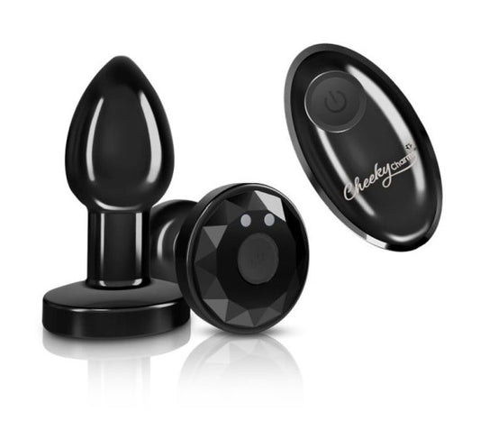 Cheeky Charms Gunmetal Rechargeable Vibrating Metal Butt Plug w Remote Small