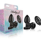 Cheeky Charms Gunmetal Rechargeable Vibrating Metal Butt Plug w Remote Medium