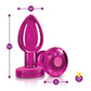 Cheeky Charms Pink Rechargeable Vibrating Metal Butt Plug w Remote Medium