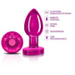 Cheeky Charms Pink Rechargeable Vibrating Metal Butt Plug w Remote Medium