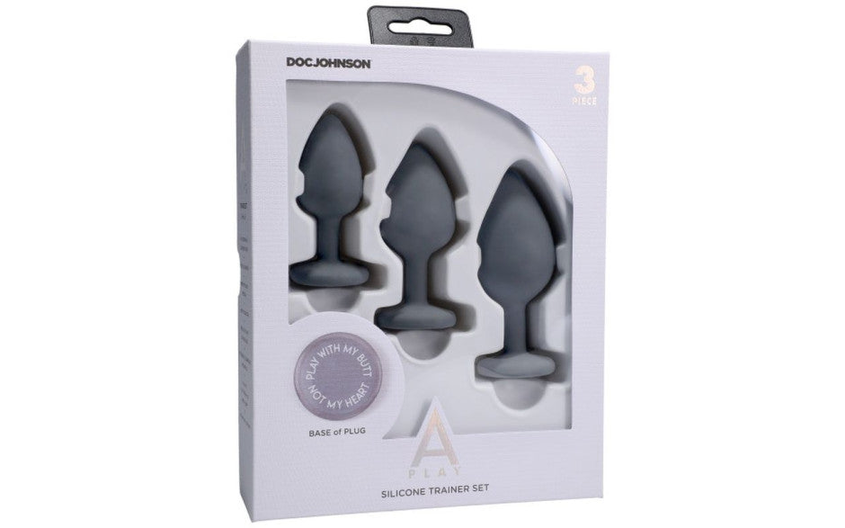 Doc Johnson A-Play Silicone Anal Trainer Set 3 Pc Piece Grey