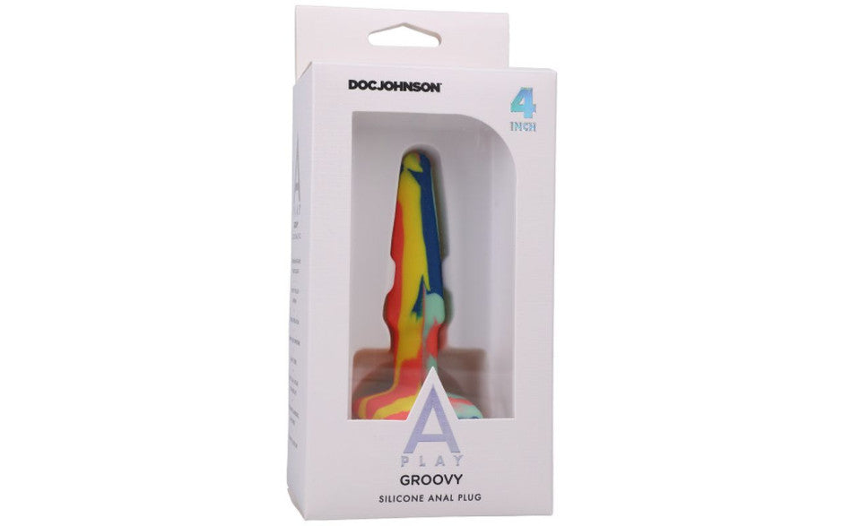 Doc Johnson A-Play Groovy Silicone Anal Plug 4" Sunrise