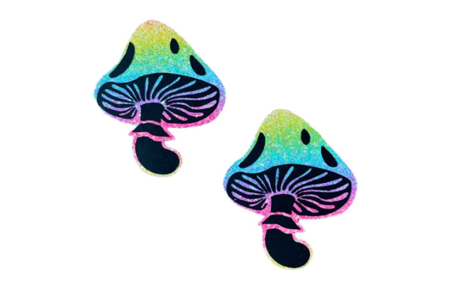 Neva Nude Rainbow Blacklight Glitter Toadstool Pasties