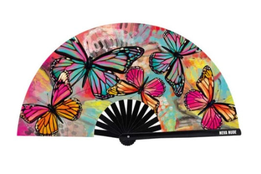 Neva Nude | Flutter By Butterfly Blacklight Folding Fan