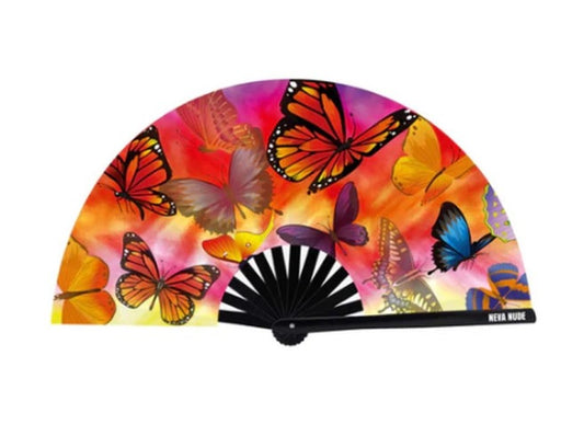 Neva Nude | Butterfly Garden Blacklight Folding Fan