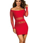 Axami Lingerie Off The Shoulder Mesh Panel Dress Red Size S/M/L/XL