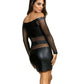 Axami Lingerie Off The Shoulder Mesh Panel Dress Black Size S/M/L/XL