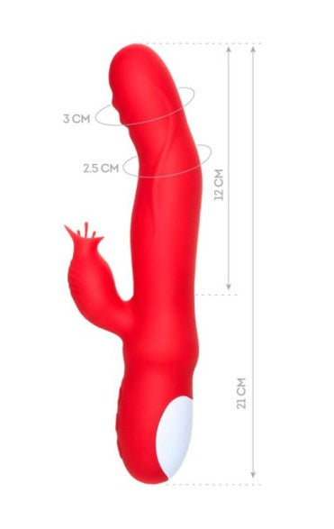 JOS Redli Heating and Rotating Rabbit Tickle Vibrator Clitoral Stimulator Red