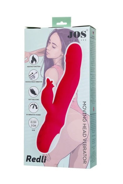 JOS Redli Heating and Rotating Rabbit Tickle Vibrator Clitoral Stimulator Red