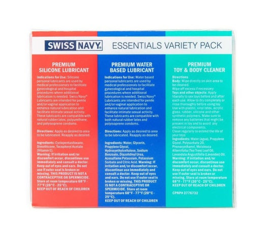 Swiss Navy Essentials Variety Pack - 2x Lubricant and 1x Cleaner - 3 Pack