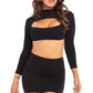 Pink Lipstick Stop and Stare 2 Pc Skirt Set Black Size S/M or M/L