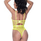 Magic Silk Exposed Lingerie High Leg Star Teddy Lime Size S/M or L/XL or Q