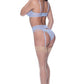 Magic Silk Exposed Lingerie Demi Bra Garter and Thong Set Blue Size S/M or L/XL or Q