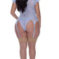 Magic Silk Exposed Lingerie Cap Sleeve Basque and Thong Set Blue Size S/M or L/XL or Q