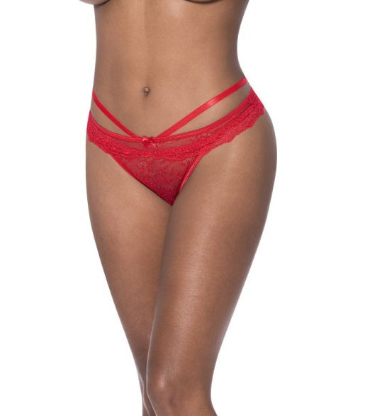 Magic Silk Exposed Lingerie Peek-A-Boo Cheeky Panty Red Size S/M or L/XL or Q