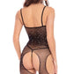 Rene Rofe Sparkle Crotchless Bodystocking Black Size OS