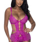 Magic Silk Exposed Lingerie Cutout Dress and G-String Set Raspberry Size S/M or L/XL