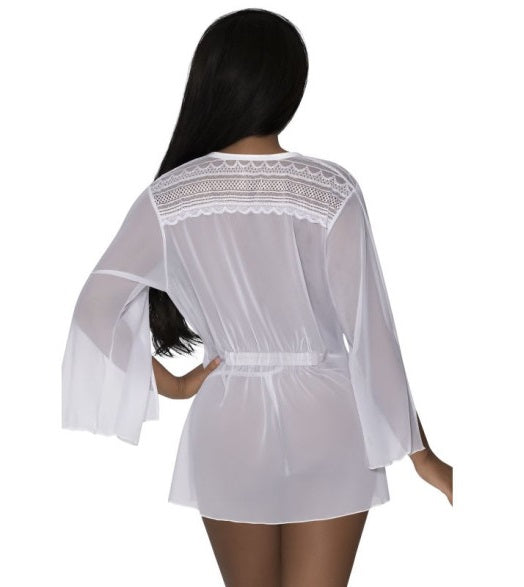 Magic Silk Exposed Lingerie Flowing Short Robe White Size S/M or L/XL or Q