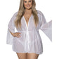 Magic Silk Exposed Lingerie Flowing Short Robe White Size S/M or L/XL or Q