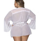 Magic Silk Exposed Lingerie Flowing Short Robe White Size S/M or L/XL or Q