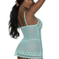 Magic Silk Exposed Lingerie Lace Chemise and G-String Turquoise Size S/M or L/XL