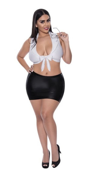 Magic Silk Exposed Lingerie Sexy CEO Costume Black White Size S/M or L/XL or Q